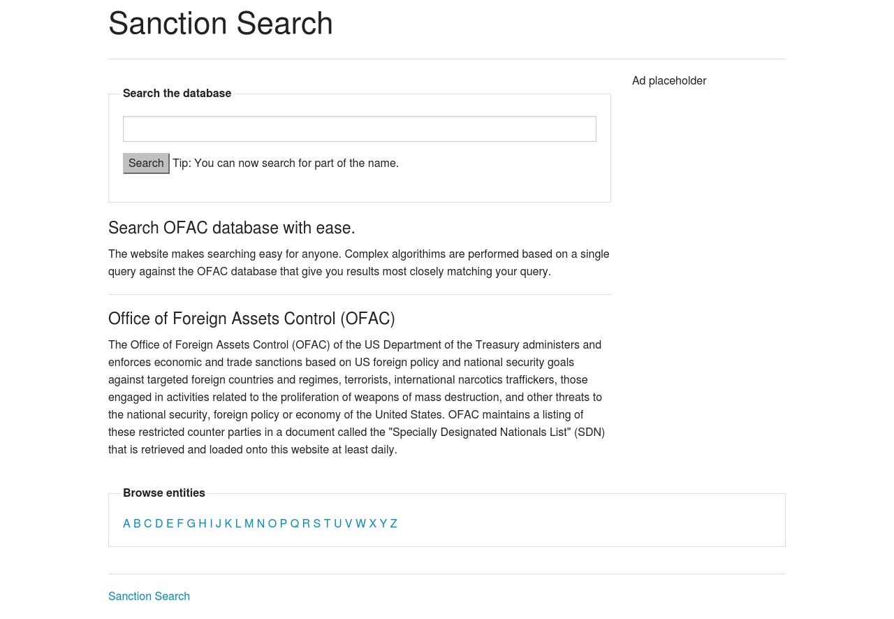 Sanctionedlist.com screenshot
